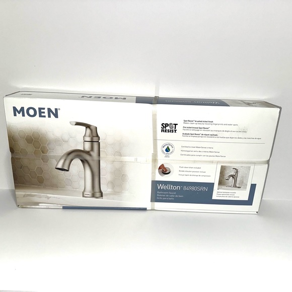 SOLD! MOEN Wellton Brushed Nickel One Handle Bathroom Faucet (Sealed in box) - Picture 7 of 10